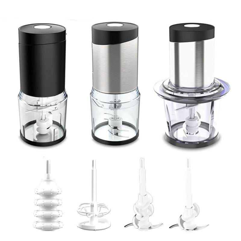 Wholesale Electric Mini Garlic Slicer 3 Blade Mixer Pepper Vegetable Meat Shredder Dicer Food Processor Stainless Head Chopper