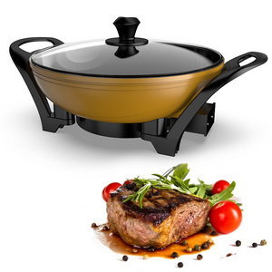 Kitchen Appliances Cool Touch Handles Non-Stick Wok Easy Clean Frying Pan Electric Indoor Searing Grill