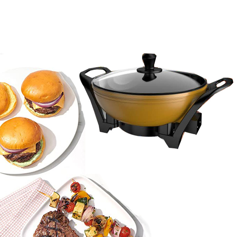 Kitchen Appliances Cool Touch Handles Non-Stick Wok Easy Clean Frying Pan Electric Indoor Searing Grill