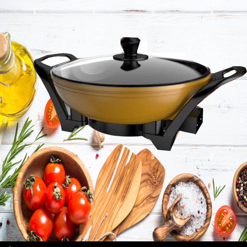 Kitchen Appliances Cool Touch Handles Non-Stick Wok Easy Clean Frying Pan Electric Indoor Searing Grill