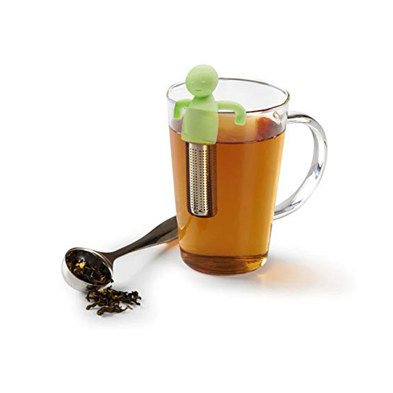 Tea Strainers Infuser Grey Reusable Man Silicone&Stainless Steel Loose Leaf Tea Filter Steeper Fine Mesh Tea Interval Diffuser