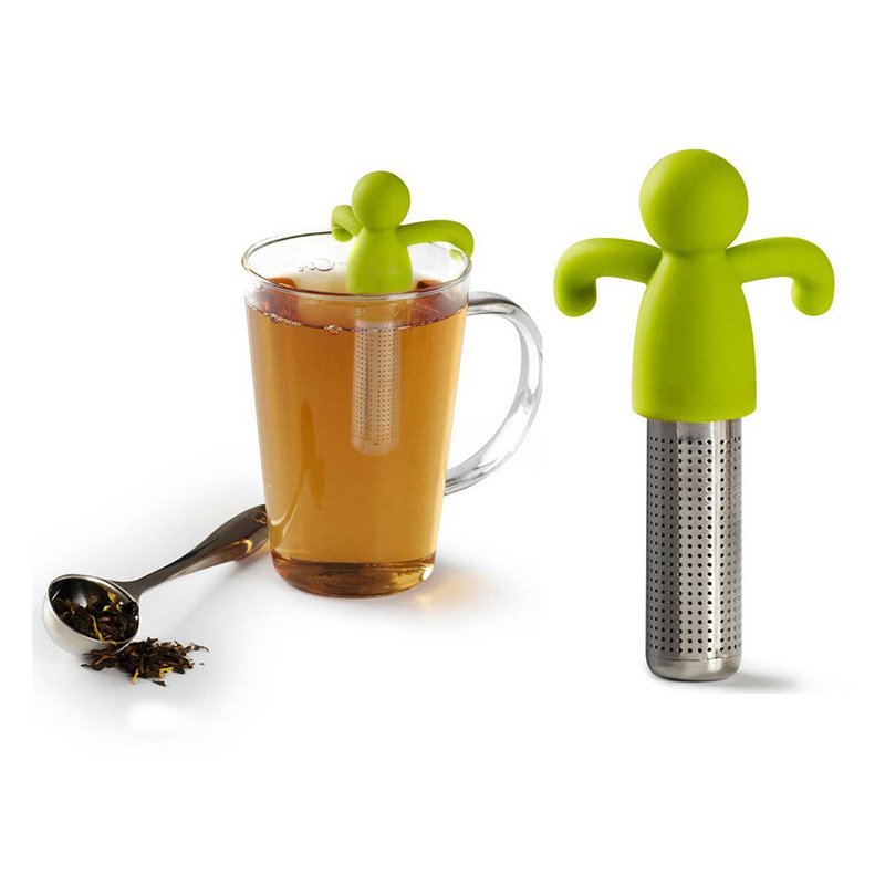 Tea Strainers Infuser Grey Reusable Man Silicone&Stainless Steel Loose Leaf Tea Filter Steeper Fine Mesh Tea Interval Diffuser