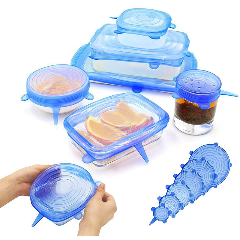 14 pcs Stretchy Food Lids, Reusable Silicone Stretch Lids for Food/Bowls/Containers/Jars,Microwave & Dishwasher Safe