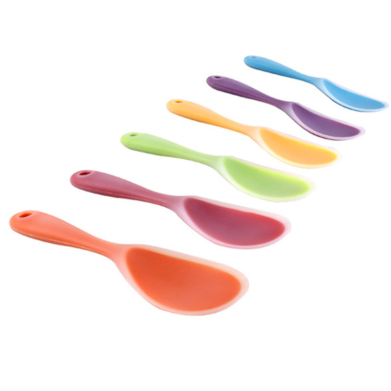 Wholesale kids rice spoon baby food grade silicone spoon measuring scoop for Infant Baby Training Baby Feeding Spoon