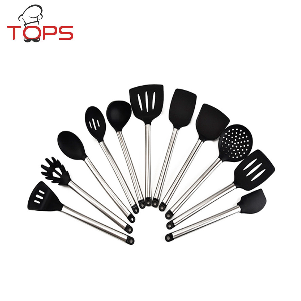 Best silicone cooking utensils 11 piece stainless steel kitchen utensil tools set