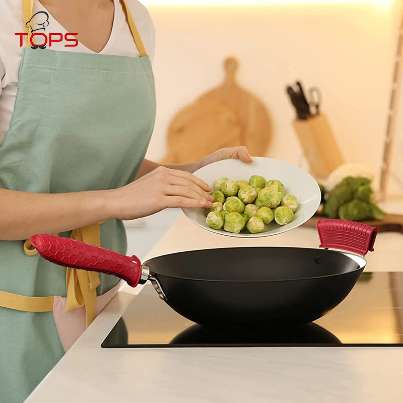 Silicone Hot Handle Holder, Potholder Cookware Handle Non Slip Rubber Pot Holders Cast Iron Skillets Handles Grip Covers