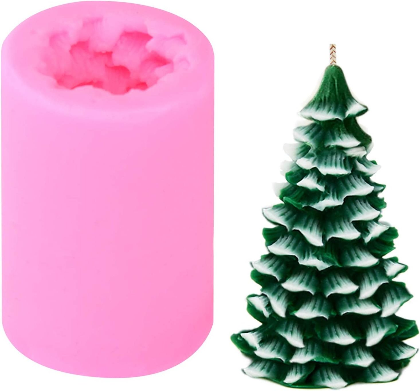 3D Christmas Tree Candle Mold for Candle Making Xmas Pine Tree Silicone Soap Molds DIY Bath Bomb Chocolate Jello Crayon Wax