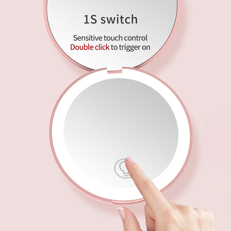 Hot Teen Cosmetic Hand Mirror Logo Custom Portable Round Compact Personalized Cute Mirror For Beauty Mini Pocket Mirror