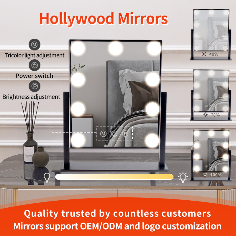 Multi Function Hollywood Mirror With Touch Screen Makeup Mirror With Lights Bulbs Magnifying Vanity Mirror