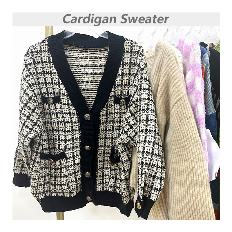 Winter Ladies Cardigan Sweater TOP grade bales mixed used clothing asian used clothes from second hand