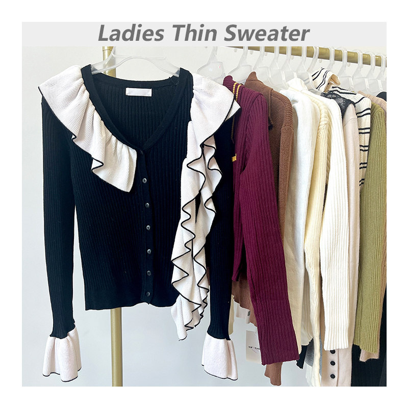 Ladies Sweater thin TOP grade bales mixed used clothing asian used clothes from second hand