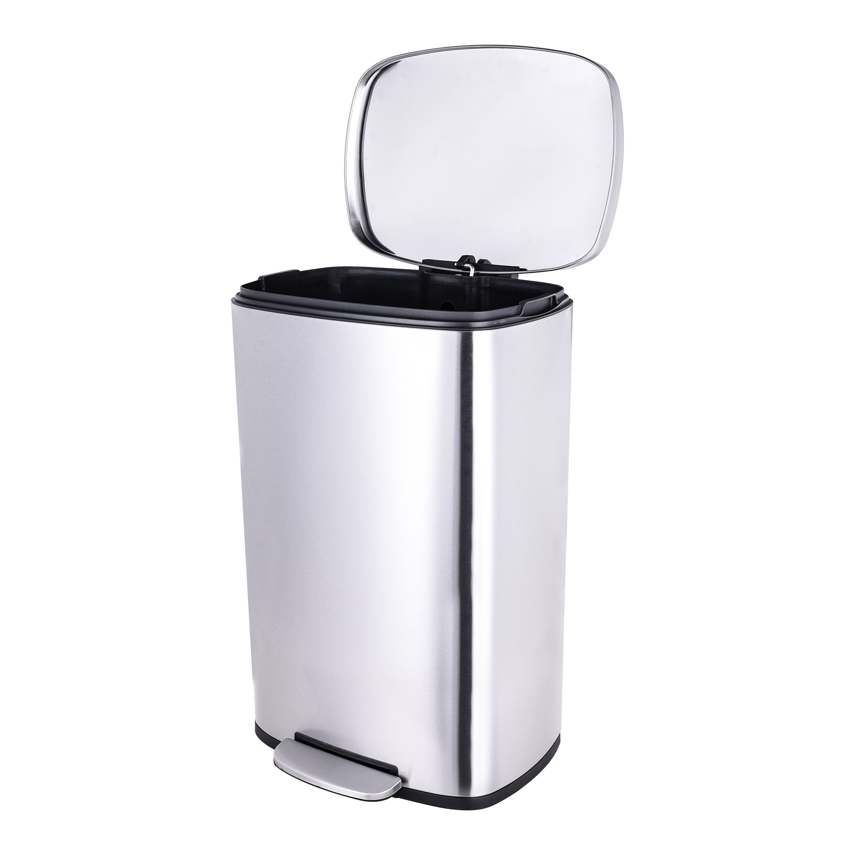 Basics Stainless Steel Rectangular Soft-Close Garbage Bin Step Trash Can Pedal Bin