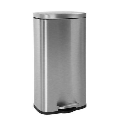 Basics Stainless Steel Rectangular Soft-Close Garbage Bin Step Trash Can Pedal Bin