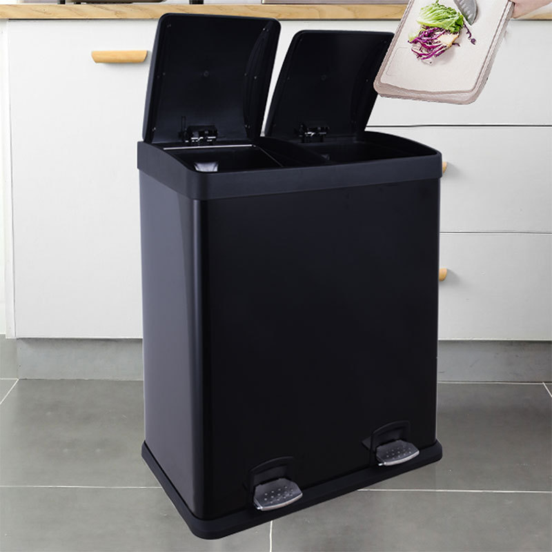 Recycling Garbage Can Multipurpose Foot Pedal Sorting Rubbish Bin With Lid