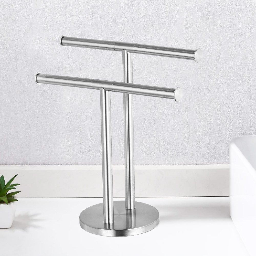 Floor Standing Fixed Silver Drying Rack Hanger Stainless Steel Towel Rail