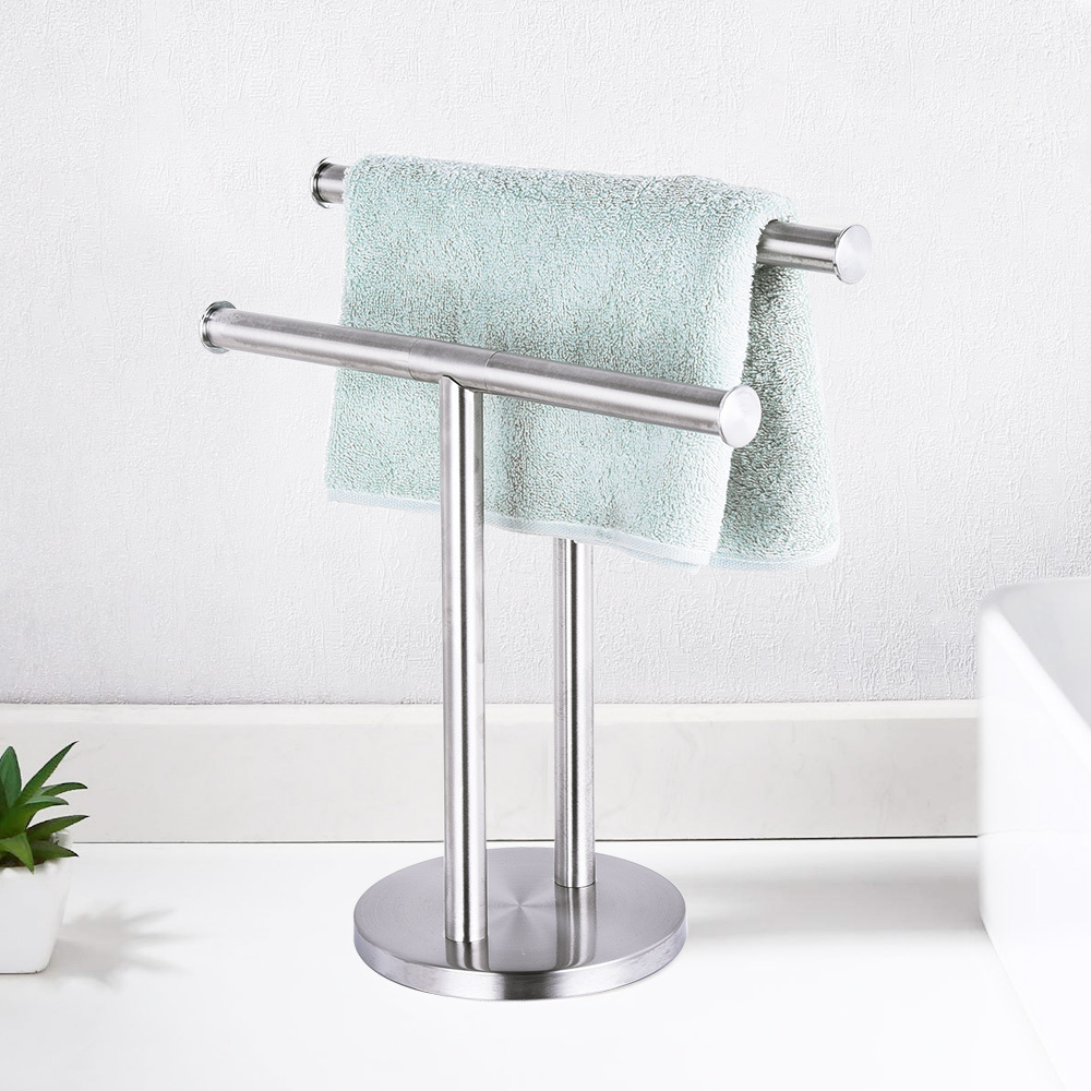 Floor Standing Fixed Silver Drying Rack Hanger Stainless Steel Towel Rail