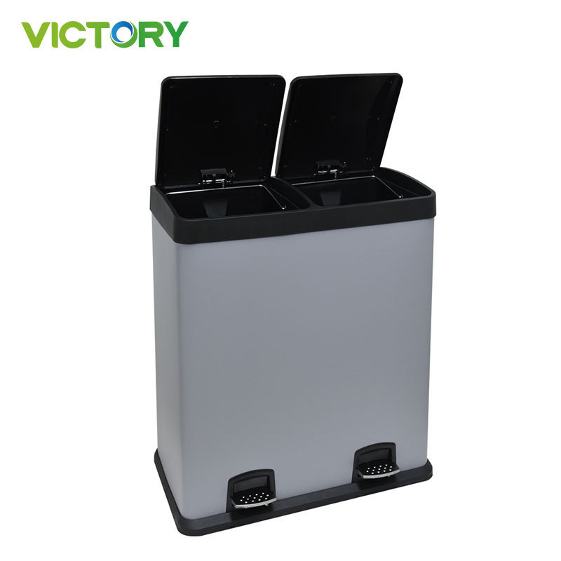 Recycling Garbage Can Multipurpose Foot Pedal Sorting Rubbish Bin With Lid