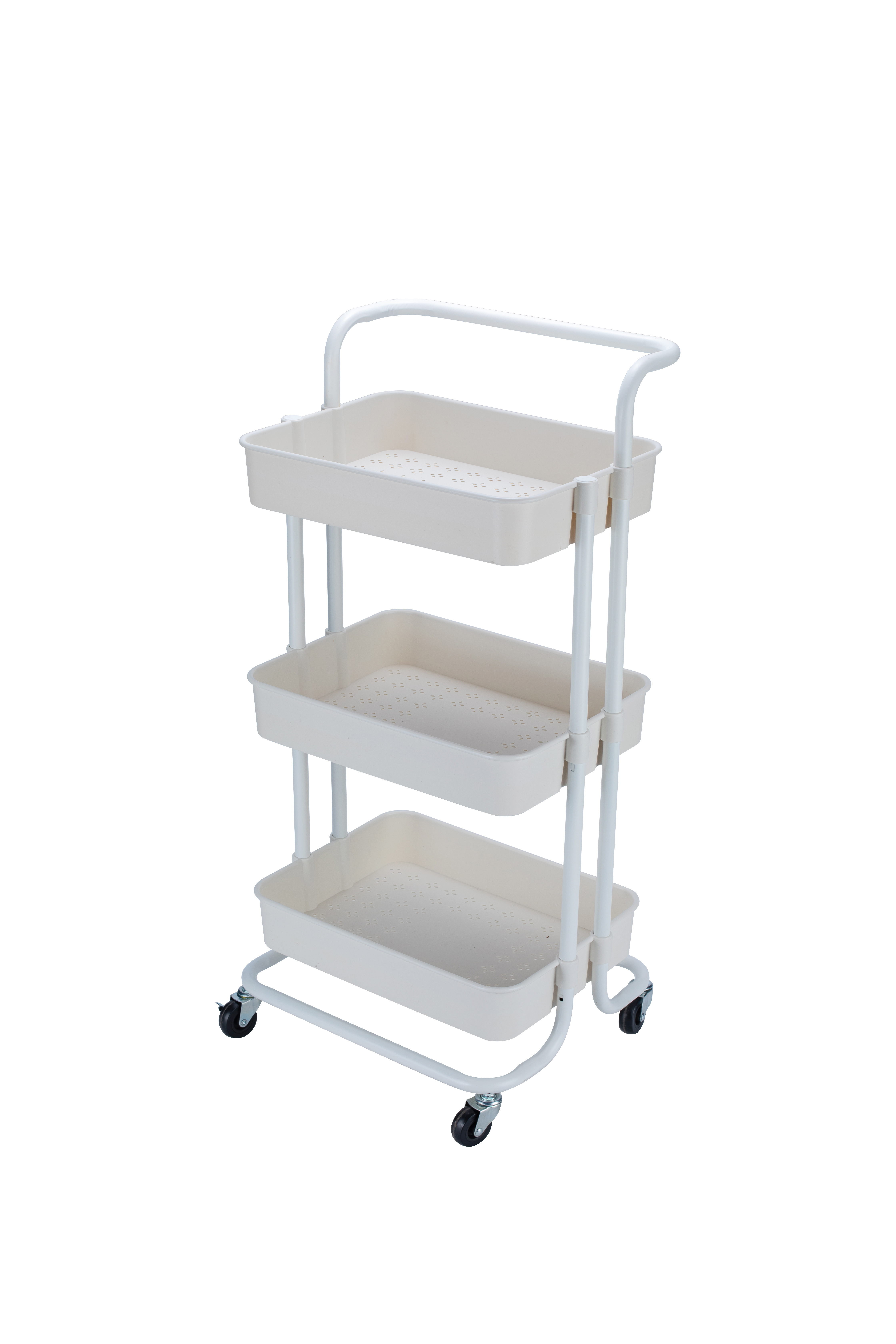 Plastic Metal 3-Tier Rolling Utility Organizer Storage Cart With Wheels