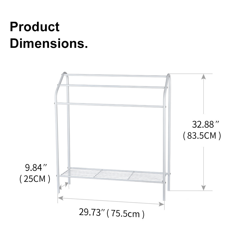 Modern Towel Display Rack Matte Black 3-Tier Metal Freestanding Floor Stand Towel Rack