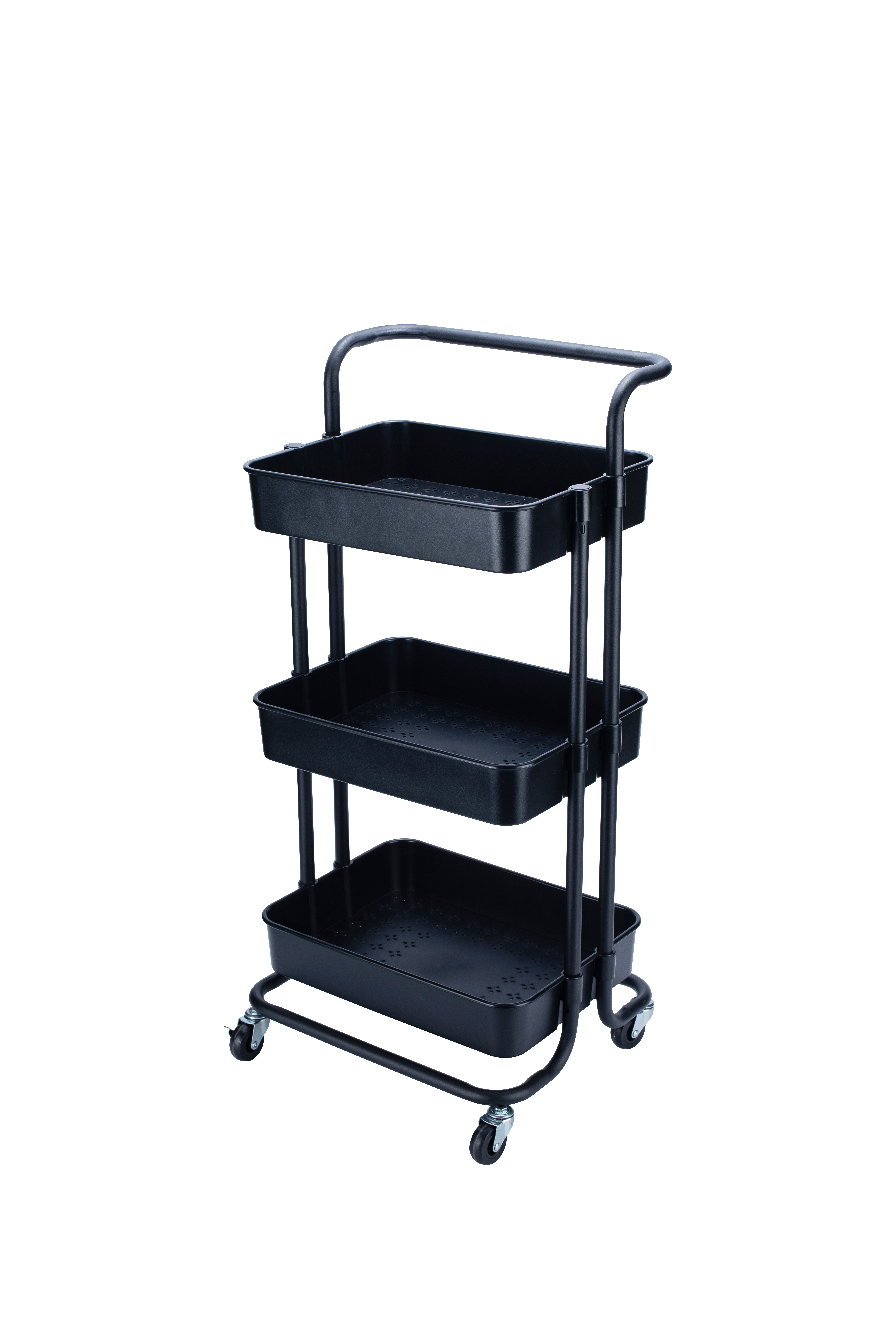 Plastic Metal 3-Tier Rolling Utility Organizer Storage Cart With Wheels