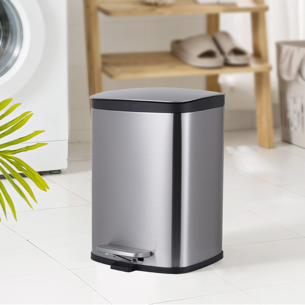 Stainless Steel Step Pedal Garbage Bin Retangular Trash Can 5L/50L Waste Bin For Kitchen Bathroom Living Room