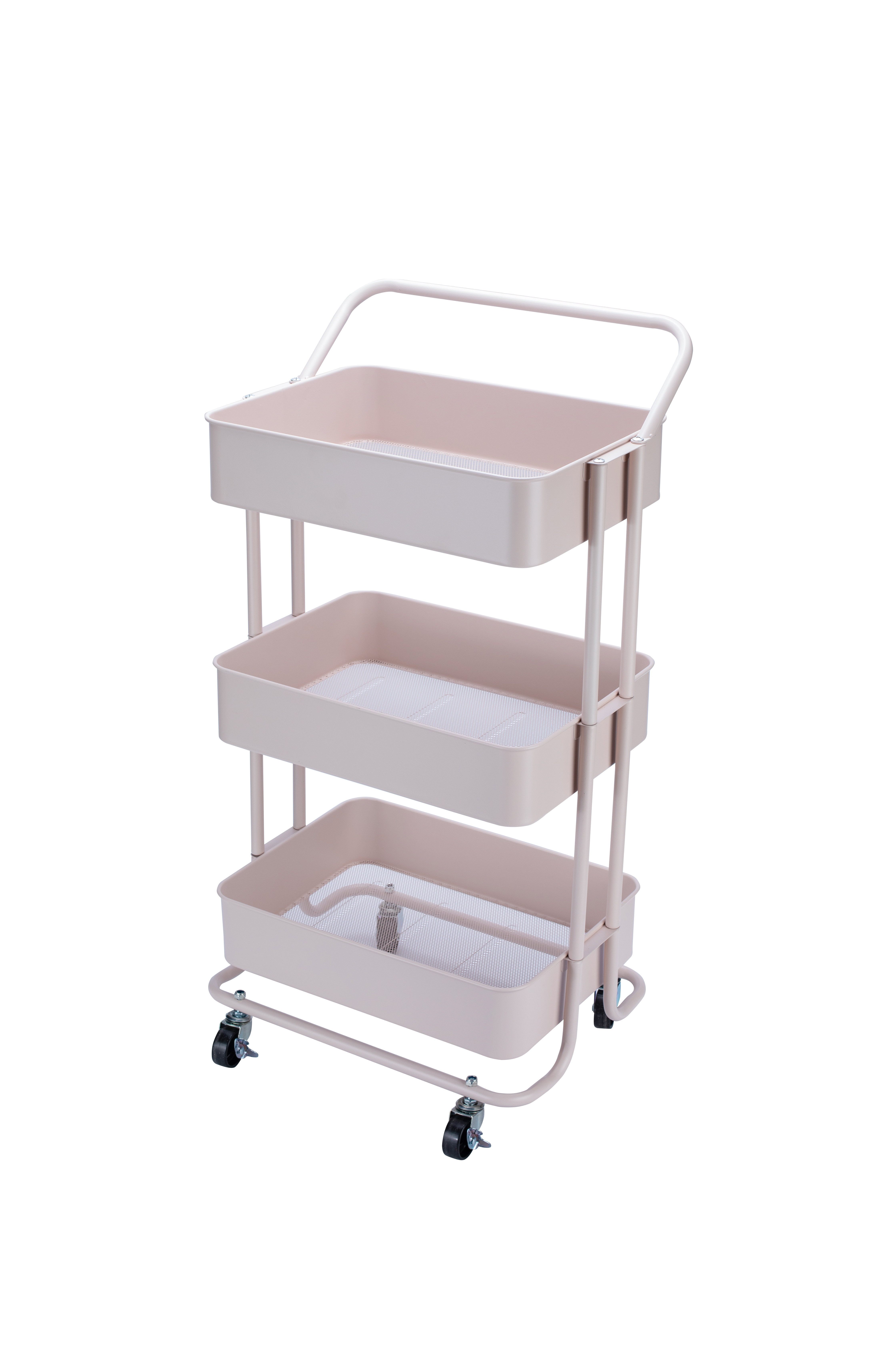 Plastic Metal 3-Tier Rolling Utility Organizer Storage Cart With Wheels