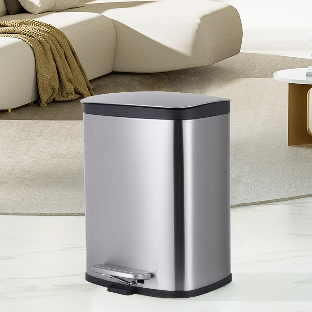 Stainless Steel Step Pedal Garbage Bin Retangular Trash Can 5L/50L Waste Bin For Kitchen Bathroom Living Room