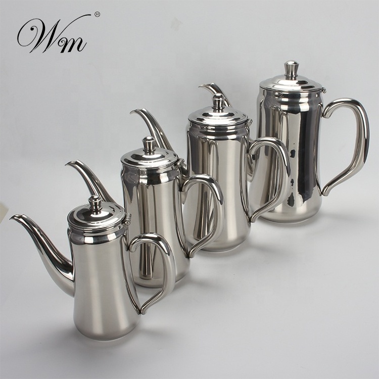 12oz Gooseneck Stainless steel slim Teapot Coffee Dispenser with hinged lid