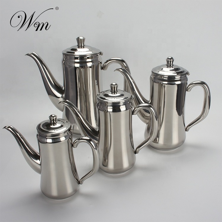 12oz Gooseneck Stainless steel slim Teapot Coffee Dispenser with hinged lid