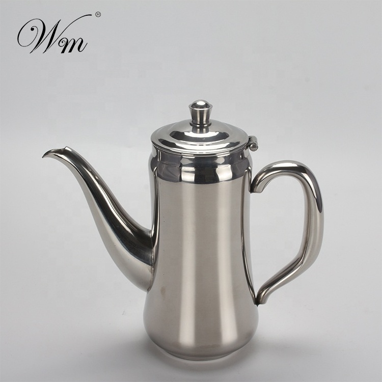 12oz Gooseneck Stainless steel slim Teapot Coffee Dispenser with hinged lid