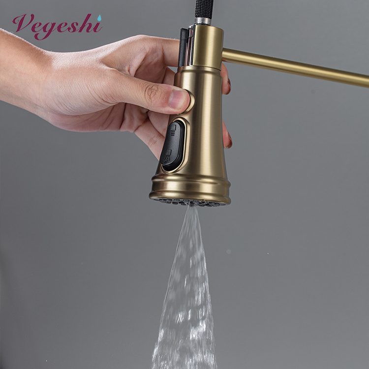 Vegeshi high quality 304 stainless steel kitchen sink faucet single handle kitchen faucets with pull down sprayer brushed nickel