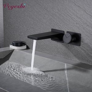 Vegeshi Wall Mounted Bathroom Basin Faucets Brass Water Mixer Embedded Box Washroom Sink Tap In Wall Faucet