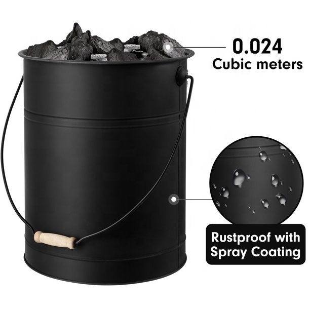 Outdoor and Indoor Coal Bucket for Fireplace Medium Fire Bucket Metal Ash Can for Grill  Ash Bucket with Lid