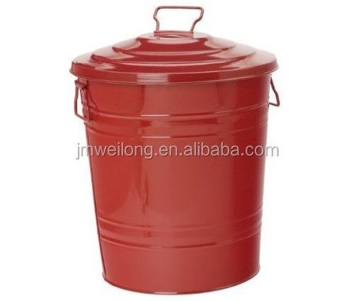 Metal Trash Can Galvanized Steel Charcoal Ash Bin Lid Outdoor Garbage bin