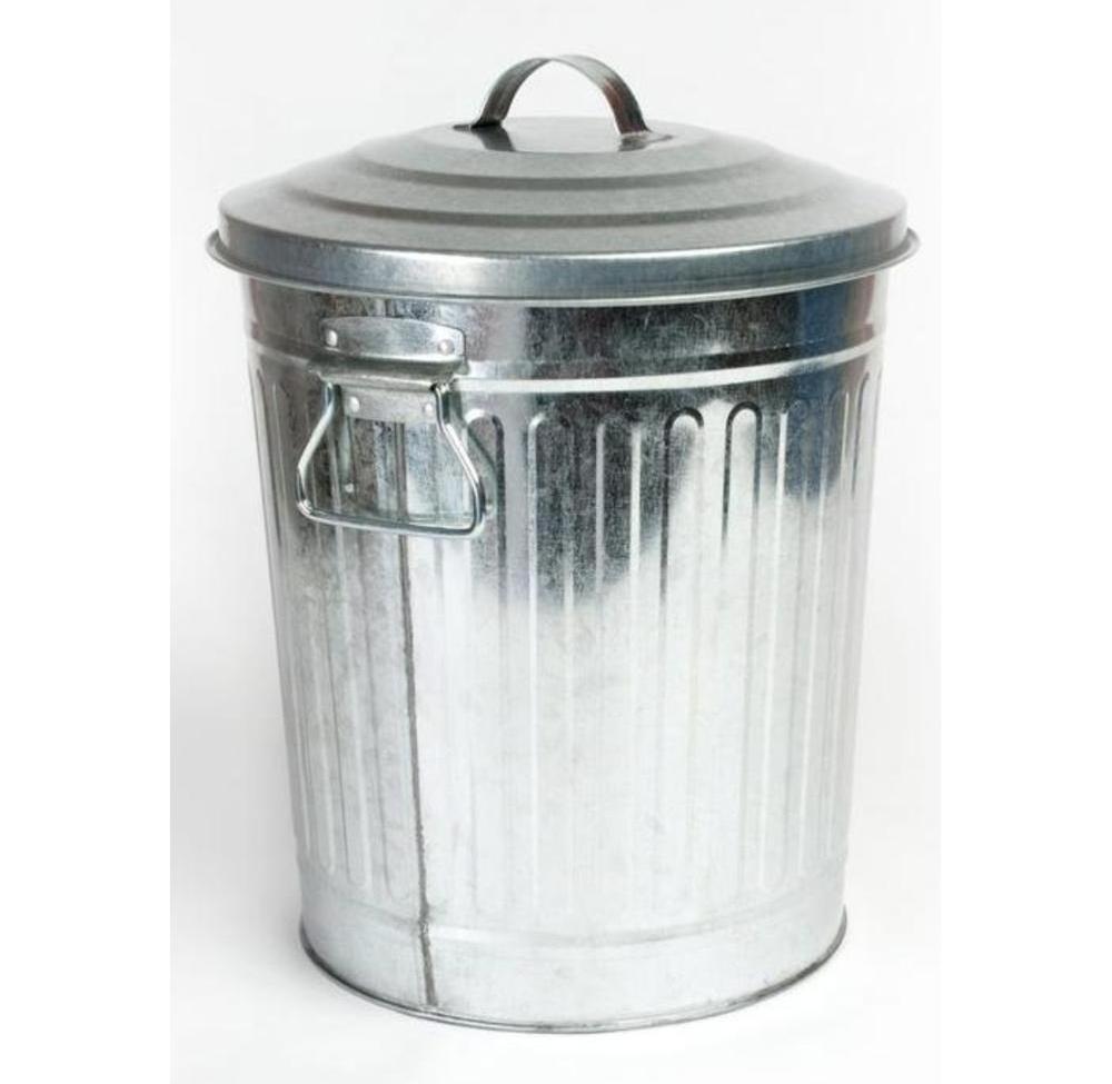 Metal Trash Can Galvanized Steel Charcoal Ash Bin Lid Outdoor Garbage bin