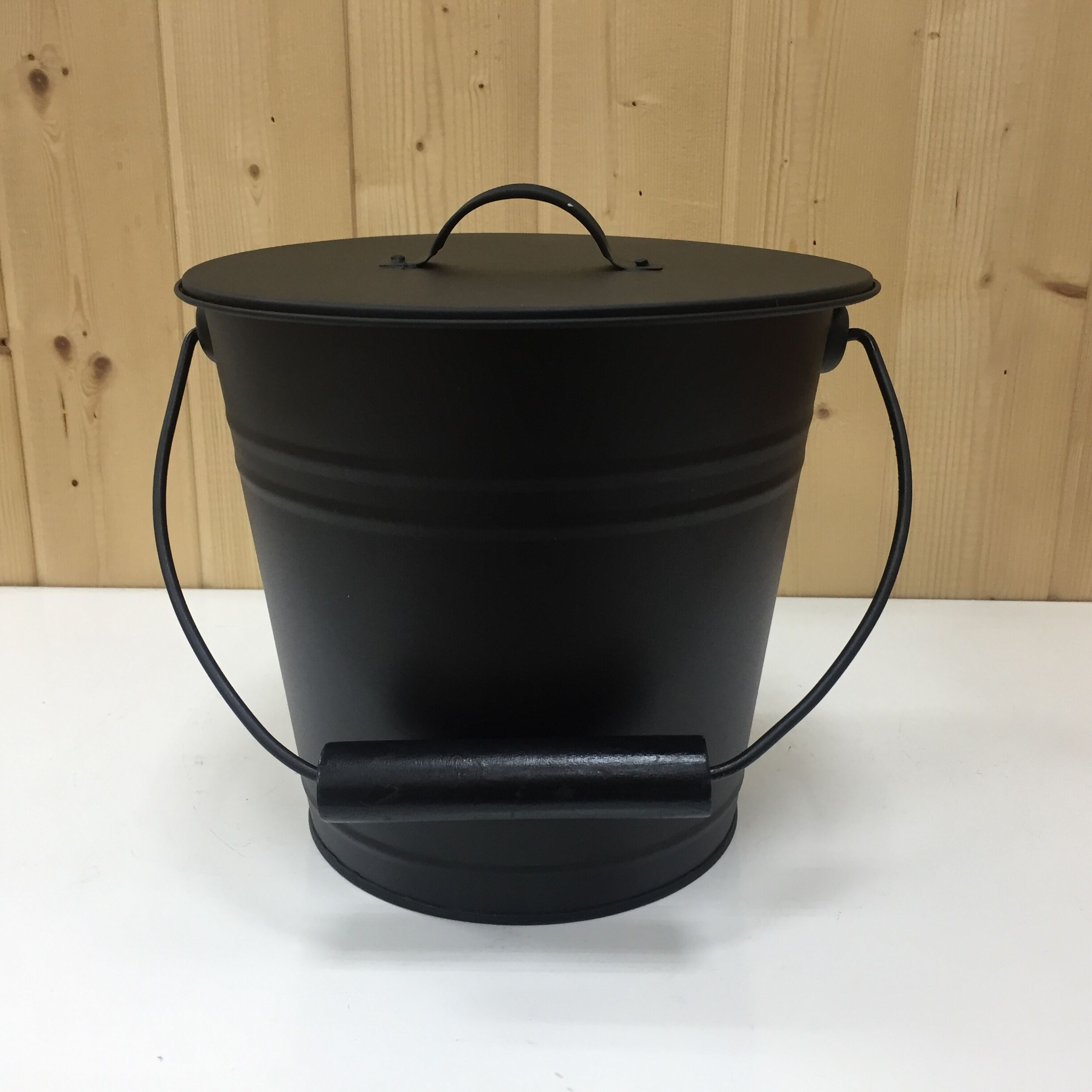 Round Fireside Coal Black Bucket Fireplace Stove Ash Bin, BBQ Charcoal