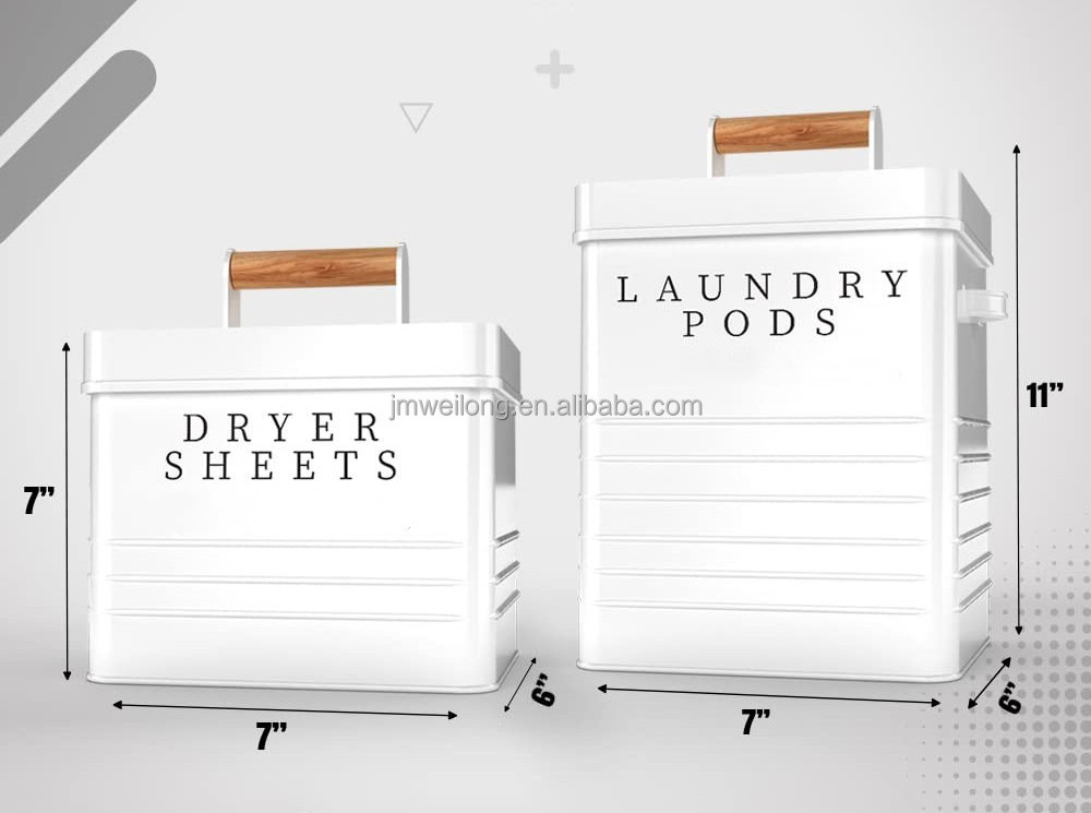 Home Metal Laundry Container Set Dryer Sheets Holder Dispenser With Lid for Laundry Room Decor Laundry Organization Storage