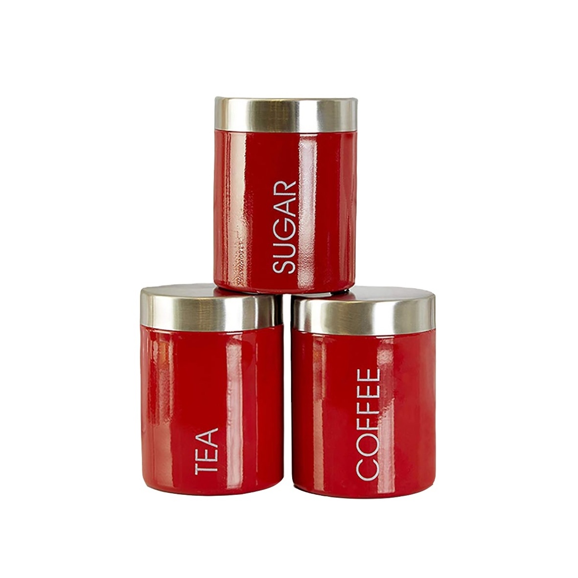 Set of 3 coffee canister set Air-tight Kitchen Stainless Steel Metal Storage Box/canister/bin