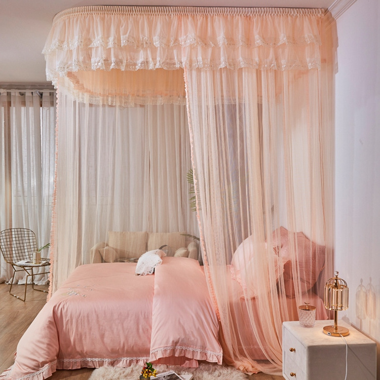 U-shaped Princess Mosquito Net Canopy For Double Single Bed