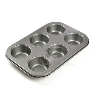 household restaurant dining room  aluminum Non-stick Muffin Cake Baking Oven Pan Cookie Tray Cup Cake Mold 6 Cubes Muffin TIns