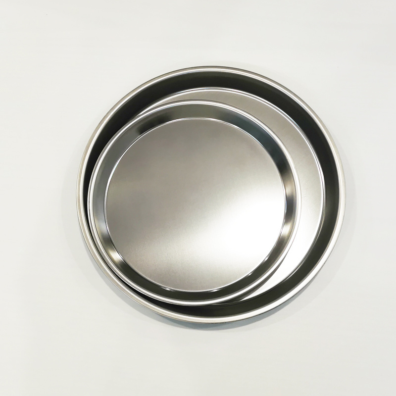 Stainless Steel Round Metal Baking Dish & Plate 7 QT And 12 QT Cake Pan Polishing Surface Bake Tray