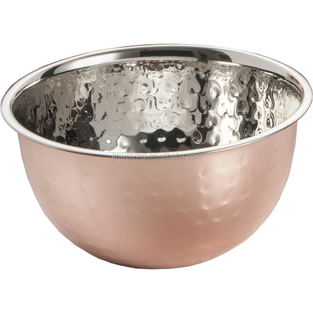 Stainless Steel Hammered Copper Silver Style Mixing Salad Bowl restaurant Serving Soup Bowl