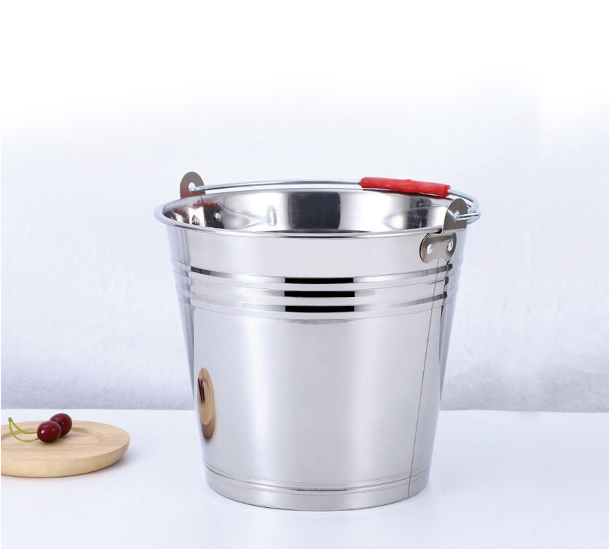 Manufacturer Stainless Steel Portable Water Bucket 4L-24L With Lid Household Cleaning Tool Metal Mop Bucket