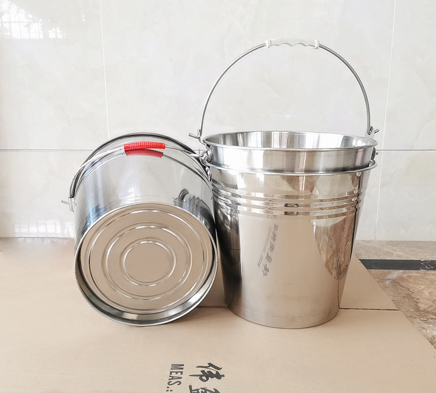 Manufacturer Stainless Steel Portable Water Bucket 4L-24L With Lid Household Cleaning Tool Metal Mop Bucket