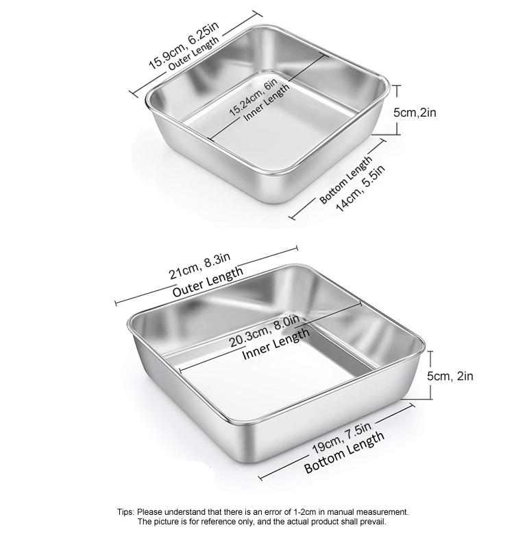 8 Inch Square Cake mould Tool Stainless Steel Deep Baking Pan Lasagna Bread sheet Chocolate Cake Pan