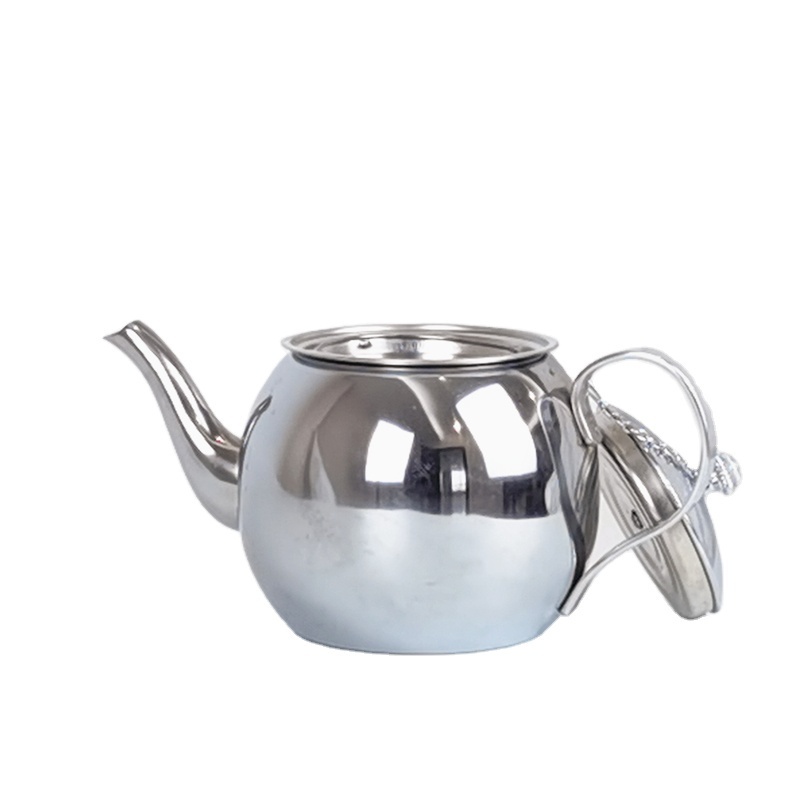 Metal Gooseneck Kettle Lid Silver Polished Tea Infuser Warmer Stainless Steel Teapot Electric Induction Teapot