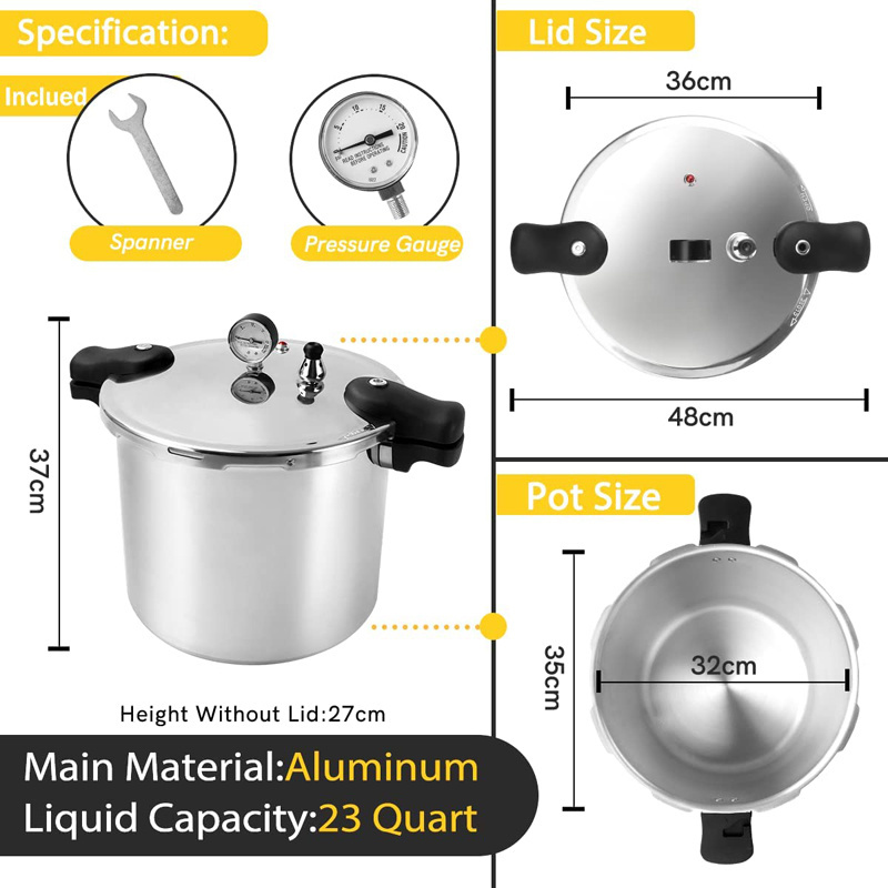 Aluminum 23-Quart Pressure Canner and Cooker With Pressure Control 90 KPA