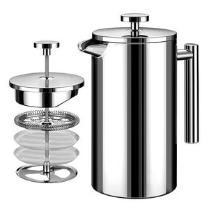 Manufacturer Stainless Steel French Press 1000ml Coffee Maker Mirror Polishing Surface With Triple Filter Coffee Press