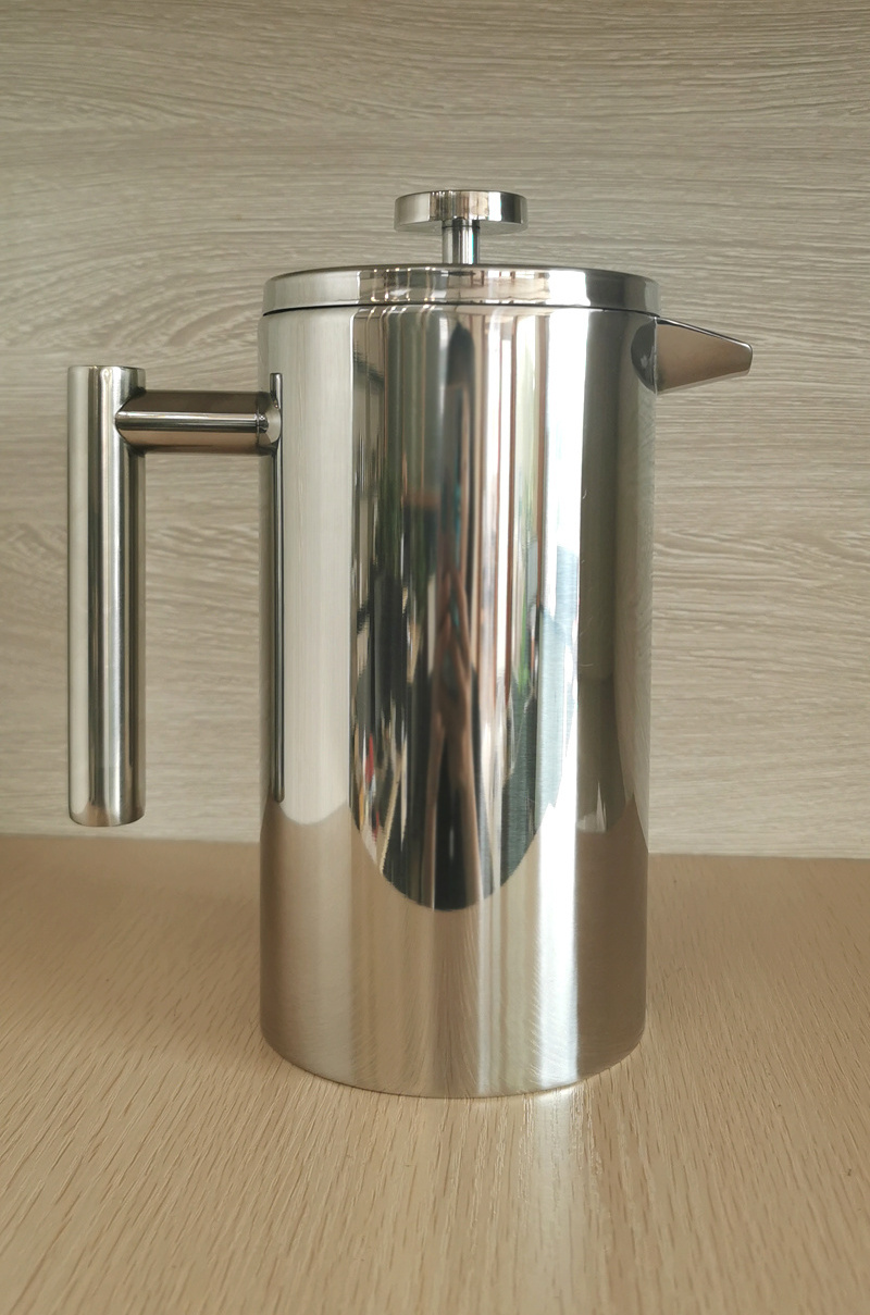 Manufacturer Stainless Steel French Press 1000ml Coffee Maker Mirror Polishing Surface With Triple Filter Coffee Press