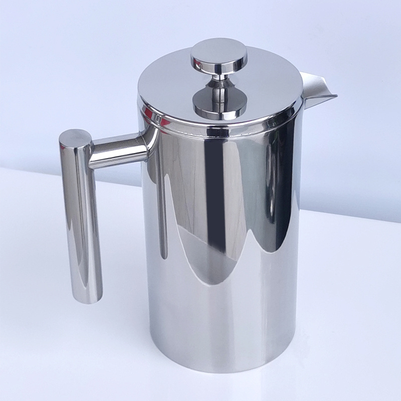 Manufacturer Stainless Steel French Press 1000ml Coffee Maker Mirror Polishing Surface With Triple Filter Coffee Press